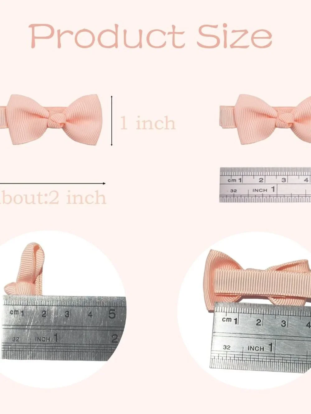 Baby Girls Fully Lined Hair Bows Hair Pins, 2' Hair Bows, 50 Pieces/25 Pairs - I